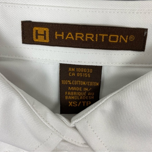 Harrington White Uniform Dress Shirt Top Cotton Button Down NEW XS - Picture 5 of 6